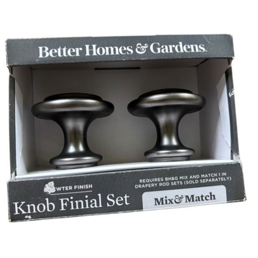 Better Homes & Gardens Pewter Finish Knob Finial Set *New*